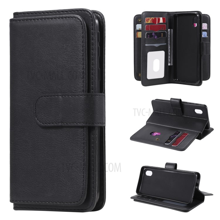 New Arrival Multi-function 10 Card Slots Leather Cover Shell for Samsung Galaxy A01 Core - Black-1