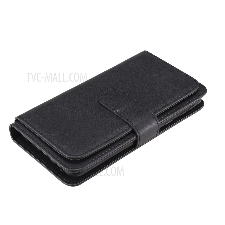 New Arrival Multi-function 10 Card Slots Leather Cover Shell for Samsung Galaxy A01 Core - Black-11