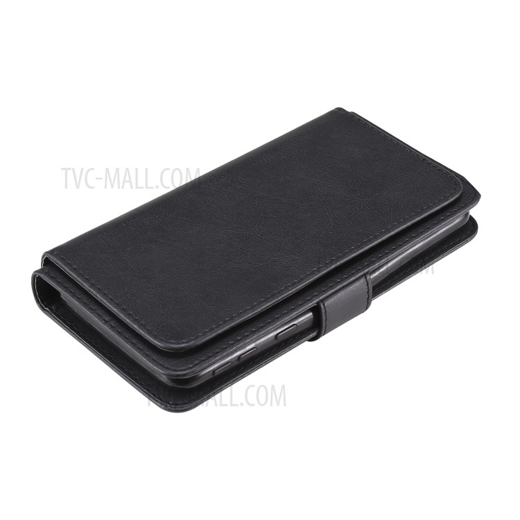 New Arrival Multi-function 10 Card Slots Leather Cover Shell for Samsung Galaxy A01 Core - Black-12