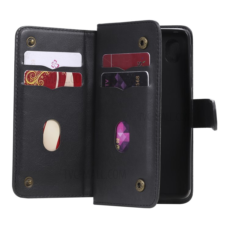 New Arrival Multi-function 10 Card Slots Leather Cover Shell for Samsung Galaxy A01 Core - Black-8