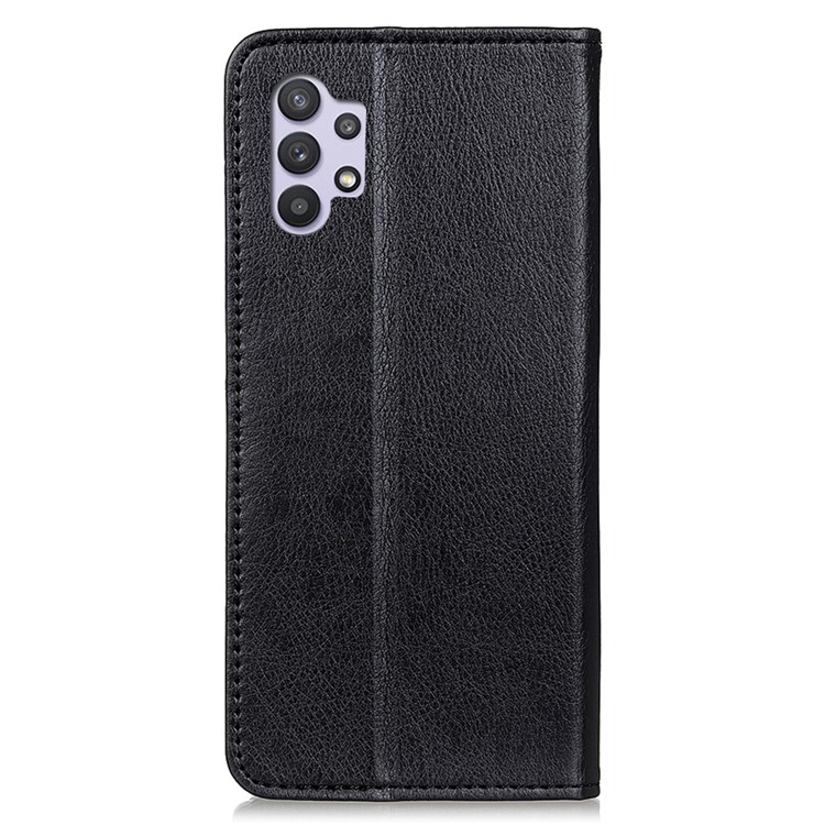 Litchi Texture Magnetic Suction Split Leather Wallet Case for Samsung Galaxy A32 - Black-9