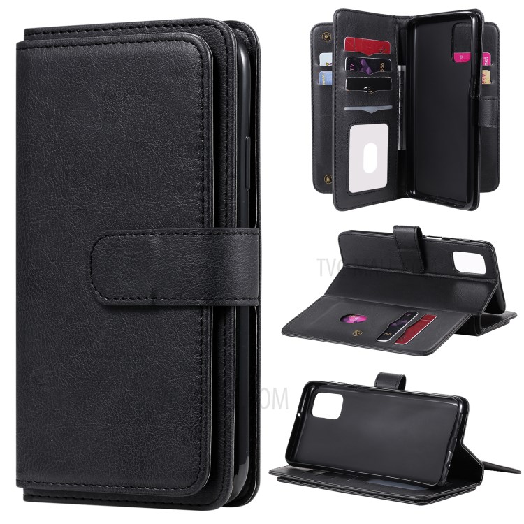 10 Card Slots Case for Samsung Galaxy M31s Multi-function Stand Leather Shell - Black-1