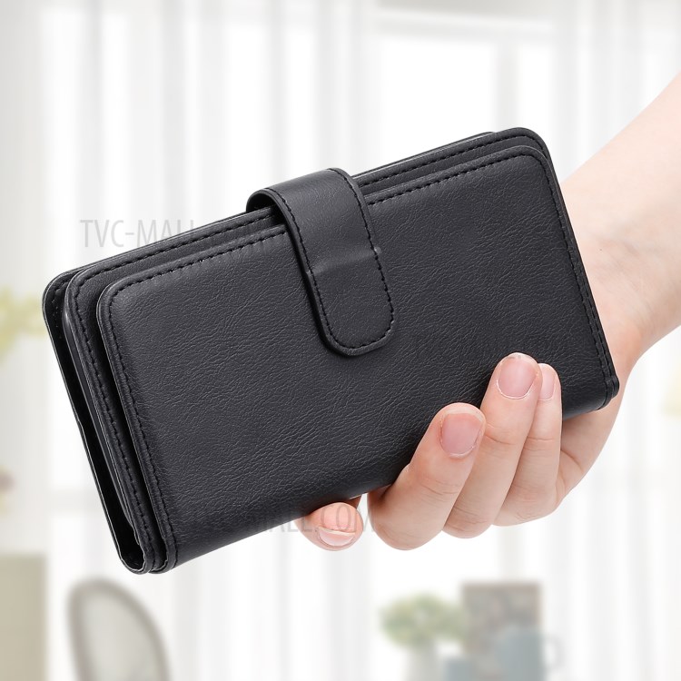 10 Card Slots Case for Samsung Galaxy M31s Multi-function Stand Leather Shell - Black-13