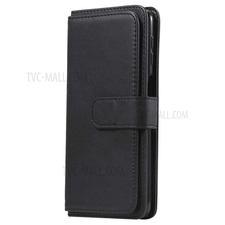10 Card Slots Case for Samsung Galaxy M31s Multi-function Stand Leather Shell - Black-3
