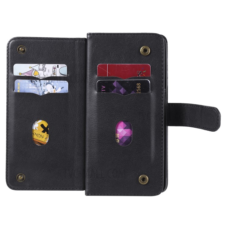 10 Card Slots Case for Samsung Galaxy M31s Multi-function Stand Leather Shell - Black-7