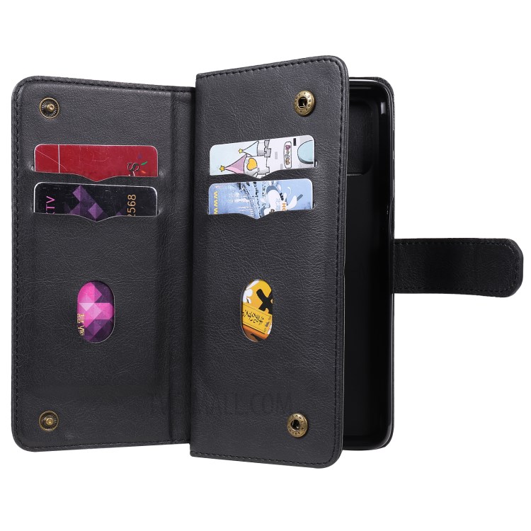 10 Card Slots Case for Samsung Galaxy M31s Multi-function Stand Leather Shell - Black-8