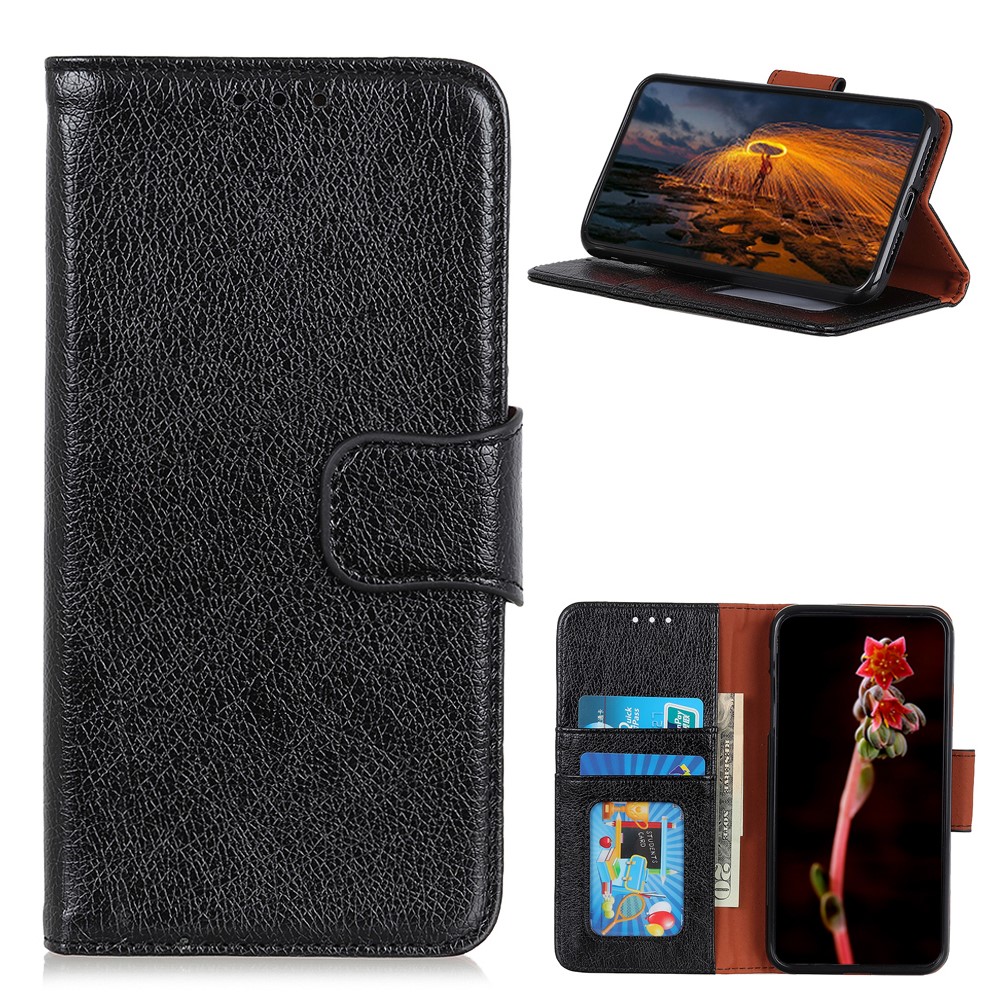 For Samsung Galaxy A32 Nappa Texture Split Leather Phone Wallet Stand Cover - Black-1