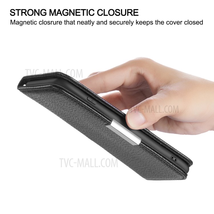 Litchi Skin Auto-absorbed Leather with Card Slots Cover Case for Samsung Galaxy S30 - Black-8