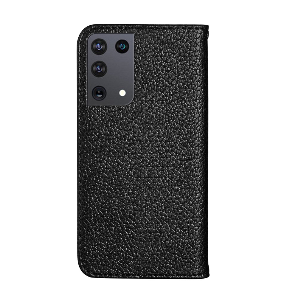 Litchi Skin Auto-absorbed Leather with Card Slots Shell for Samsung Galaxy S30 Ultra - Black-4