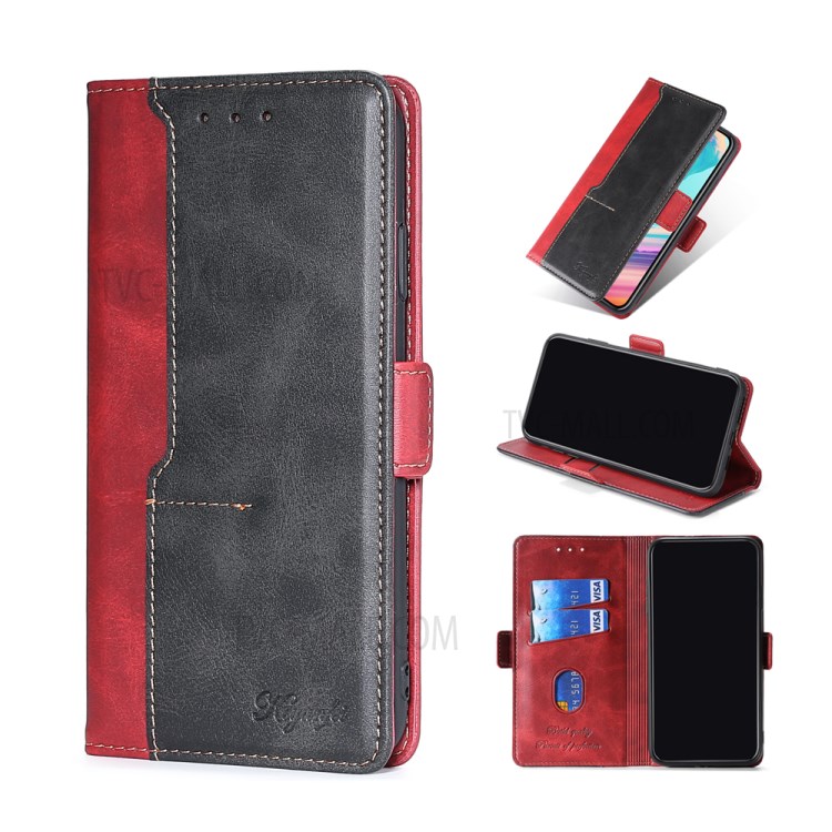 Color Splicing Card Slot Stand Case PU Flip Leather Case for Samsung Galaxy S30 Ultra - Black-1