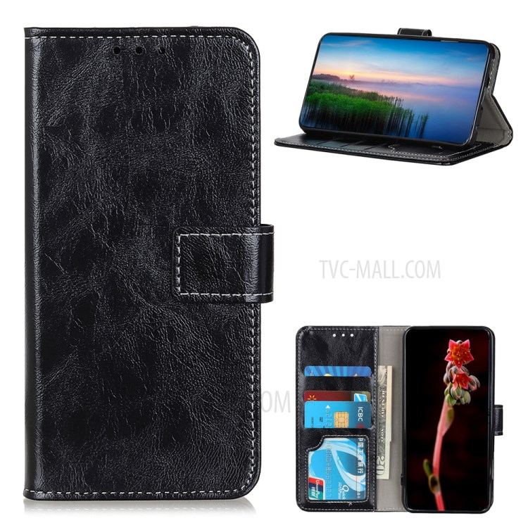 Retro Style Crazy Horse Texture Leather Phone Case Cover for Samsung Galaxy A02s - Black-1