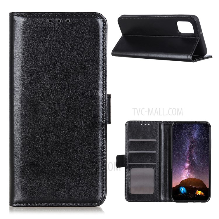 Crazy Horse Wallet Stand Leather Protector Cover for Samsung Galaxy A02s - Black-1