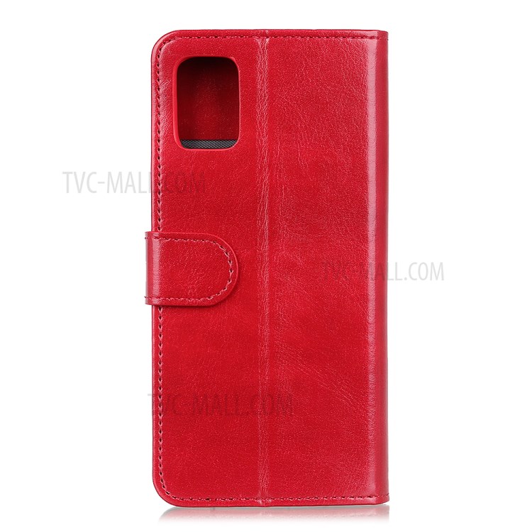 Crazy Horse Wallet Stand Leather Protector Cover for Samsung Galaxy A02s - Red-2