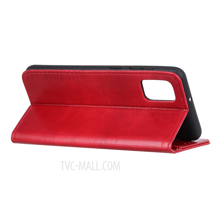 Crazy Horse Wallet Stand Leather Protector Cover for Samsung Galaxy A02s - Red-3