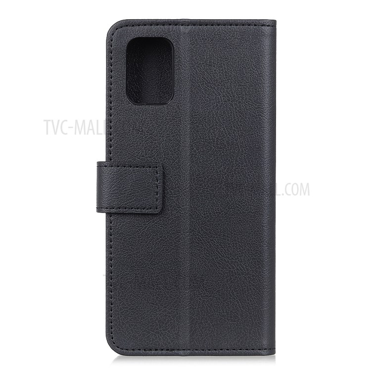 Stand PU Leather Phone Shell for Samsung Galaxy A02s Wallet Flip Cover - Black-2