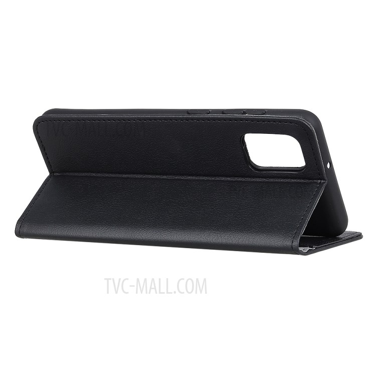Stand PU Leather Phone Shell for Samsung Galaxy A02s Wallet Flip Cover - Black-3