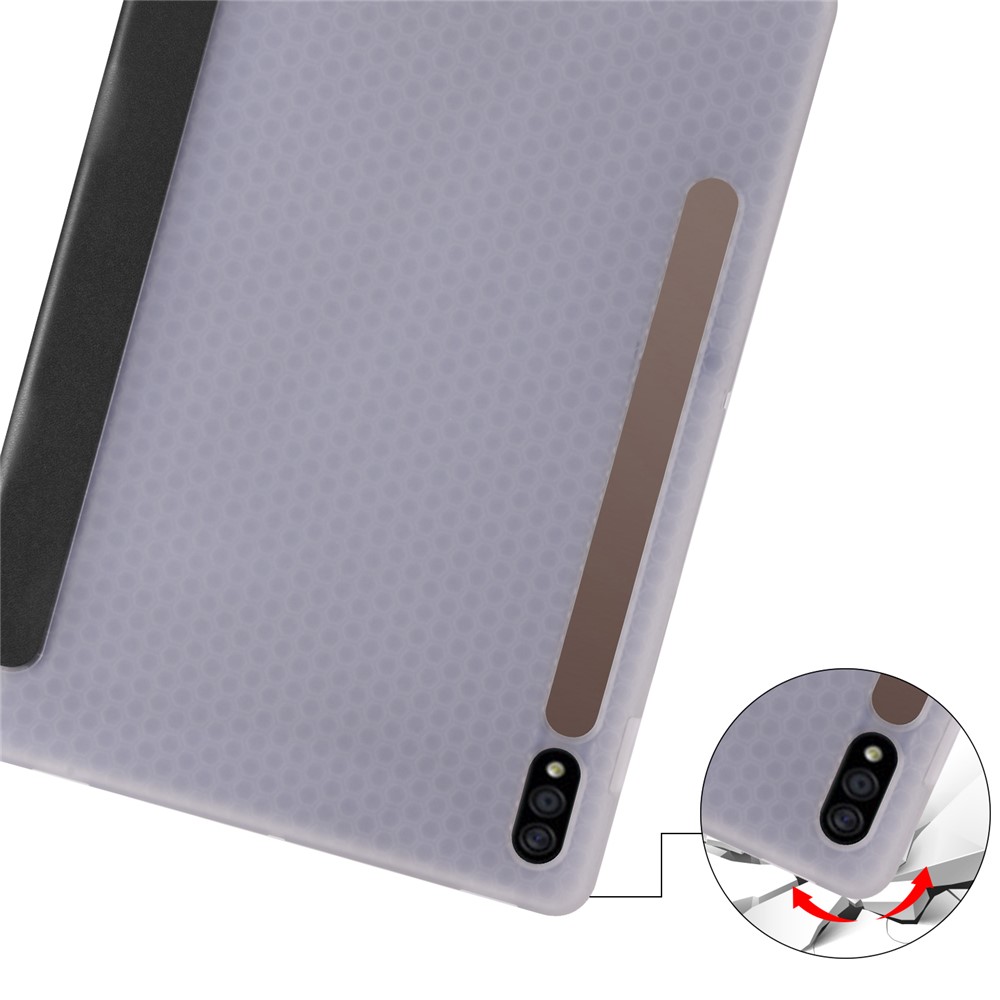 Tri-fold Stand Leather Smart Case with Pen Slot for Samsung Galaxy Tab S7 T870 - Black-5