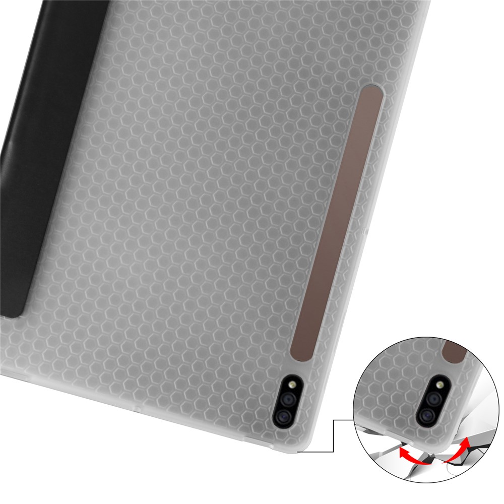 Tri-fold Stand Leather Smart Case with Pen Slot for Samsung Galaxy Tab S7 Plus - Black-5