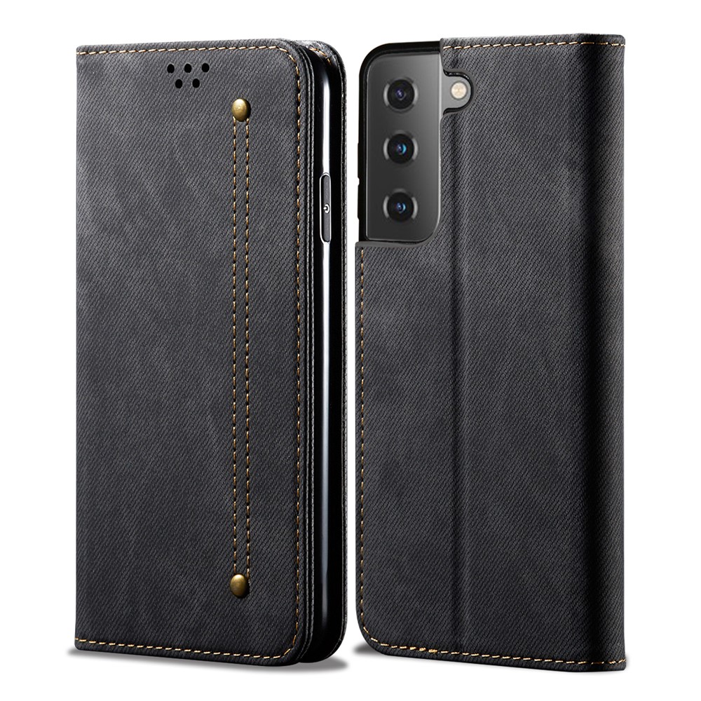 Vintage Style for Samsung Galaxy S30 Jeans Cloth Texture Wallet Stand Leather Phone Cover - Black-2