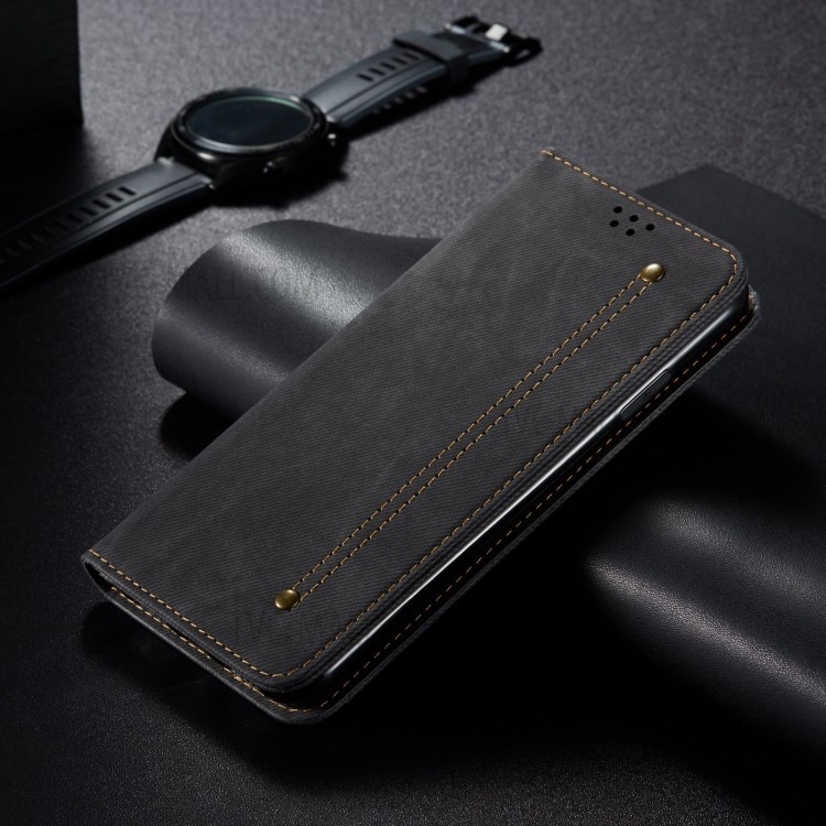 Vintage Style Wallet Stand for Samsung Galaxy S30+ Jeans Cloth Texture Leather Phone Cover - Black-10