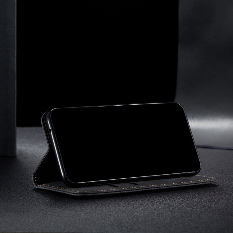 Vintage Style Wallet Stand for Samsung Galaxy S30+ Jeans Cloth Texture Leather Phone Cover - Black-12