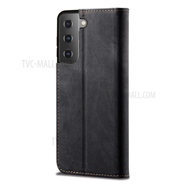 Vintage Style Wallet Stand for Samsung Galaxy S30+ Jeans Cloth Texture Leather Phone Cover - Black-4