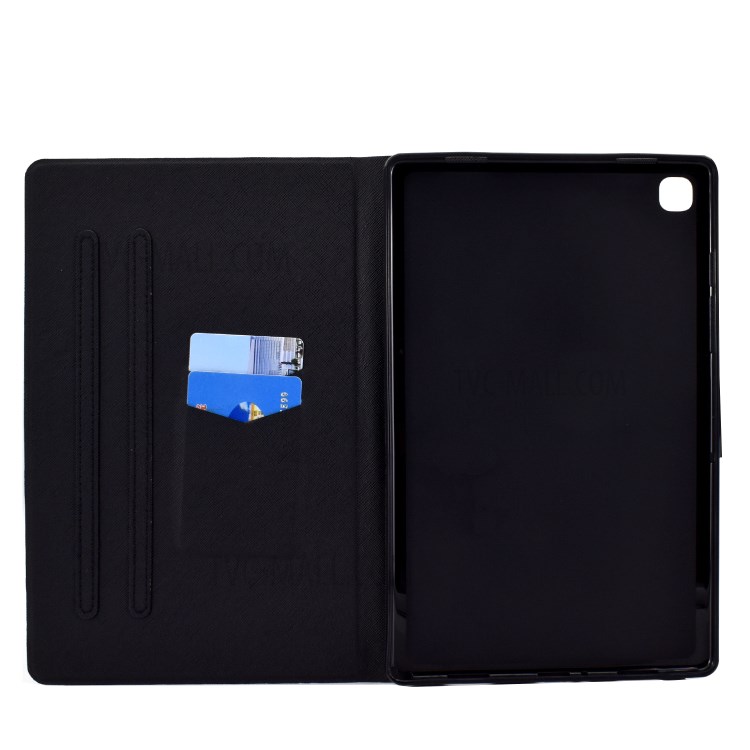 TPU + PU Leather Colored Drawing Card Holder Tablet Case for Samsung Galaxy Tab S6 Lite P610 - Pandas and Tree-7