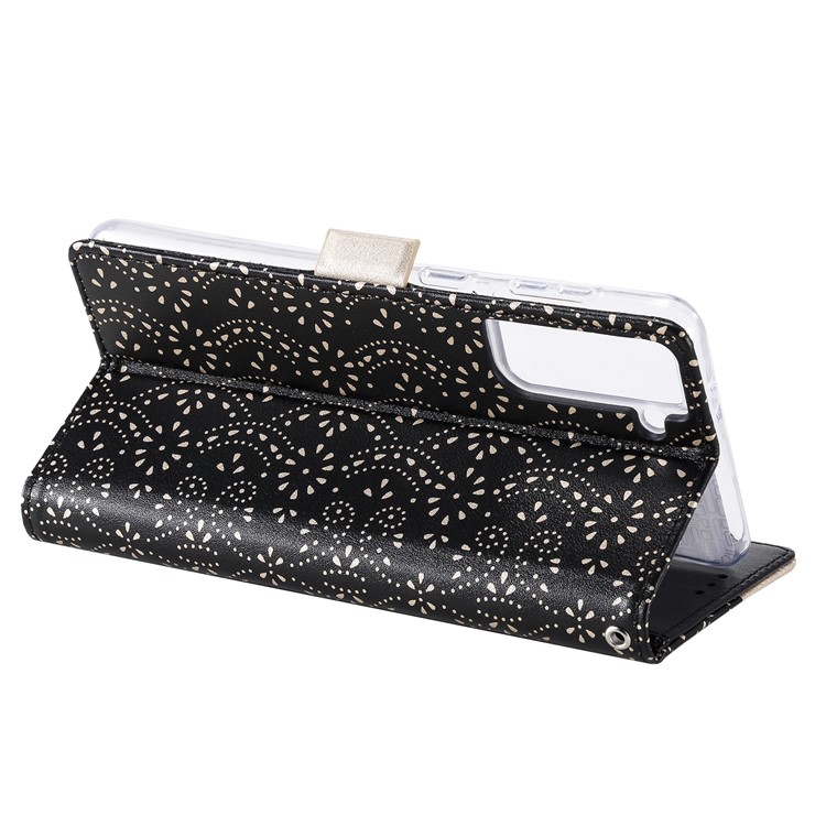 Lace Flower Skin Zipper Leather Cover for Samsung Galaxy S30 Stand Case - Black-8