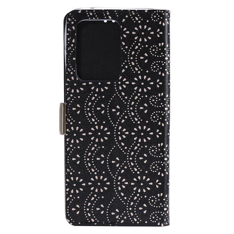 Lace Flower Skin for Samsung Galaxy S30 Ultra Zipper Leather Cover Stand Case - Black-4