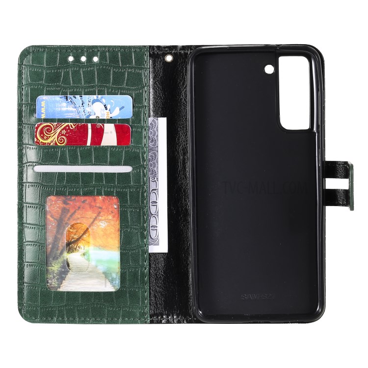 Crocodile Skin PU Leather Wallet Phone Stand Case for Samsung Galaxy S30+ - Green-6