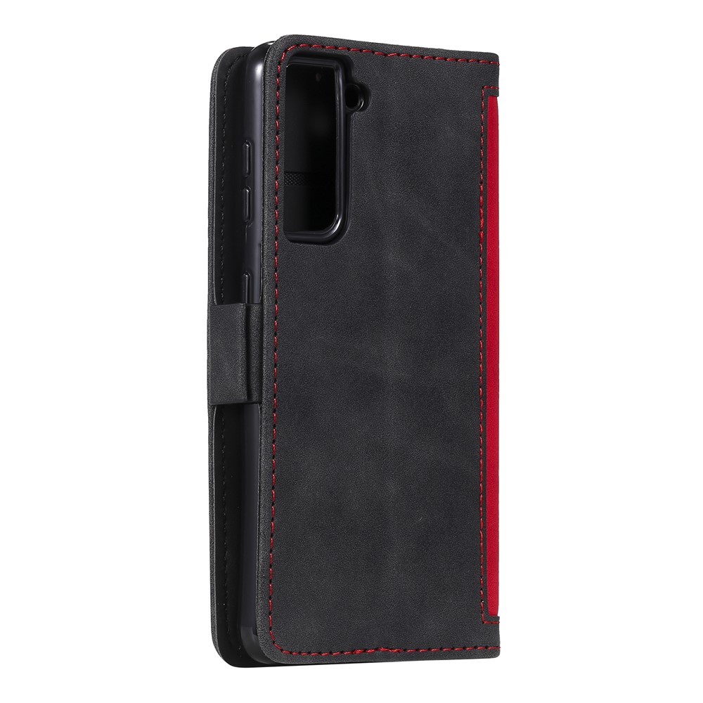 Retro Style Splicing Leather Cover for Samsung Galaxy S30 Wallet Case - Red-5