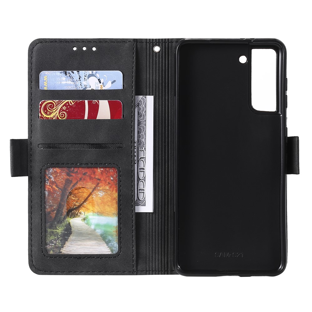 Retro Style Splicing Leather Cover for Samsung Galaxy S30 Wallet Case - Red-6