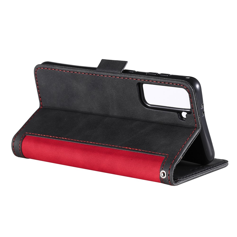 Retro Style Splicing Leather Cover for Samsung Galaxy S30 Wallet Case - Red-7