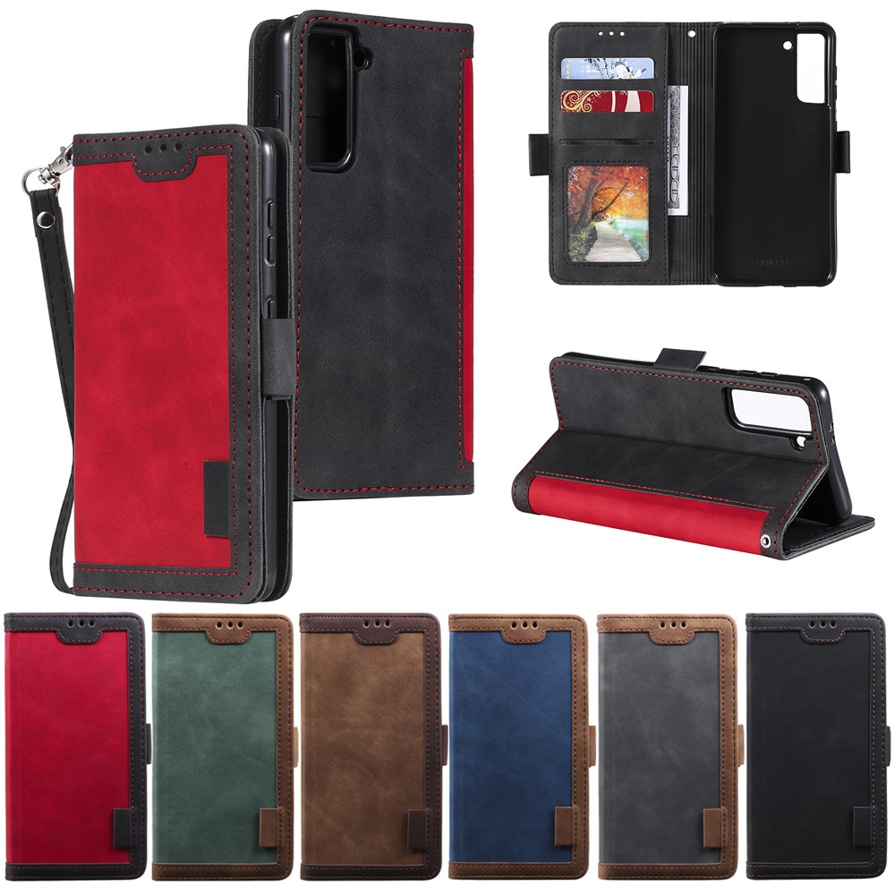 Retro Style Splicing Leather Cover for Samsung Galaxy S30 Wallet Case - Red-8