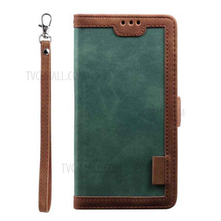 Retro Style Splicing Leather Cover for Samsung Galaxy S30+ Wallet Case with Lanyard - Green-3