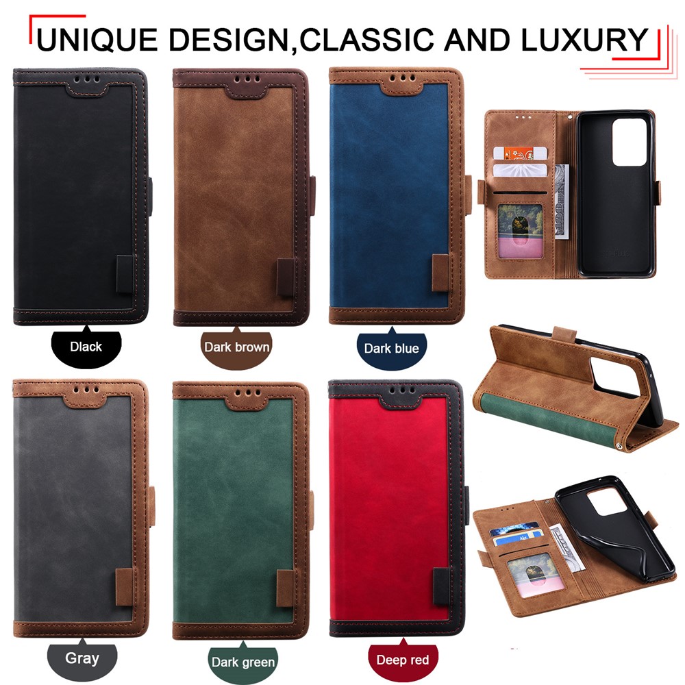 Retro Style Splicing Leather Cover for Samsung Galaxy S30 Ultra Stand Case with Lanyard - Grey-10