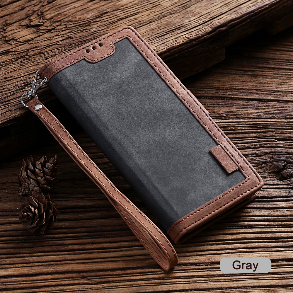 Retro Style Splicing Leather Cover for Samsung Galaxy S30 Ultra Stand Case with Lanyard - Grey-12