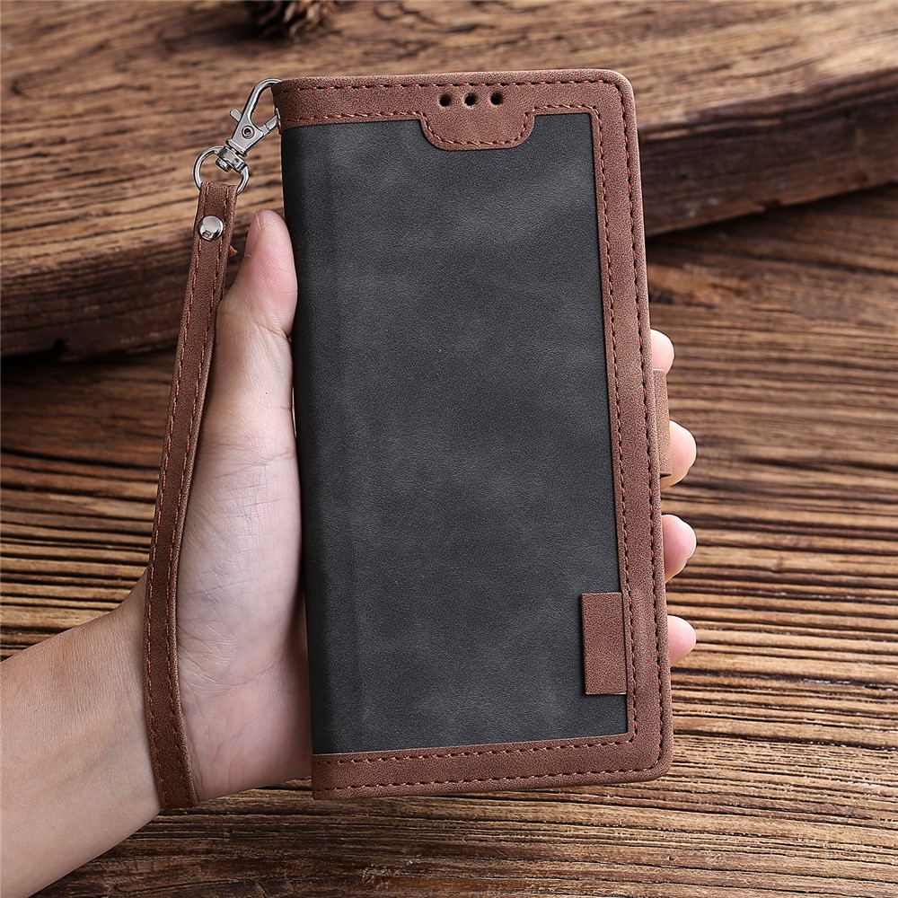 Retro Style Splicing Leather Cover for Samsung Galaxy S30 Ultra Stand Case with Lanyard - Grey-13