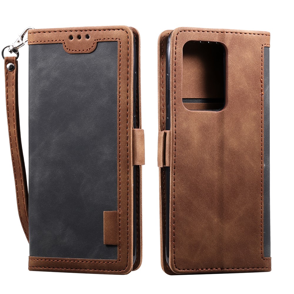 Retro Style Splicing Leather Cover for Samsung Galaxy S30 Ultra Stand Case with Lanyard - Grey-2