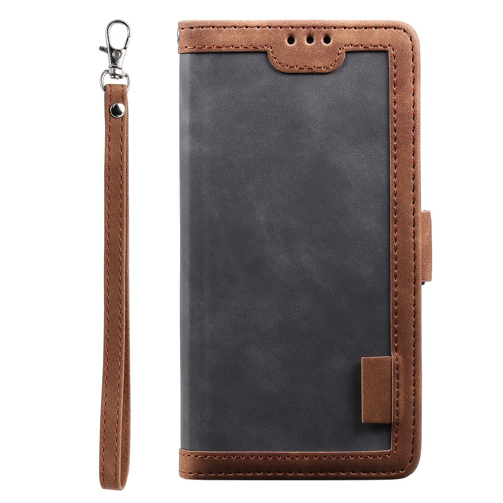 Retro Style Splicing Leather Cover for Samsung Galaxy S30 Ultra Stand Case with Lanyard - Grey-3