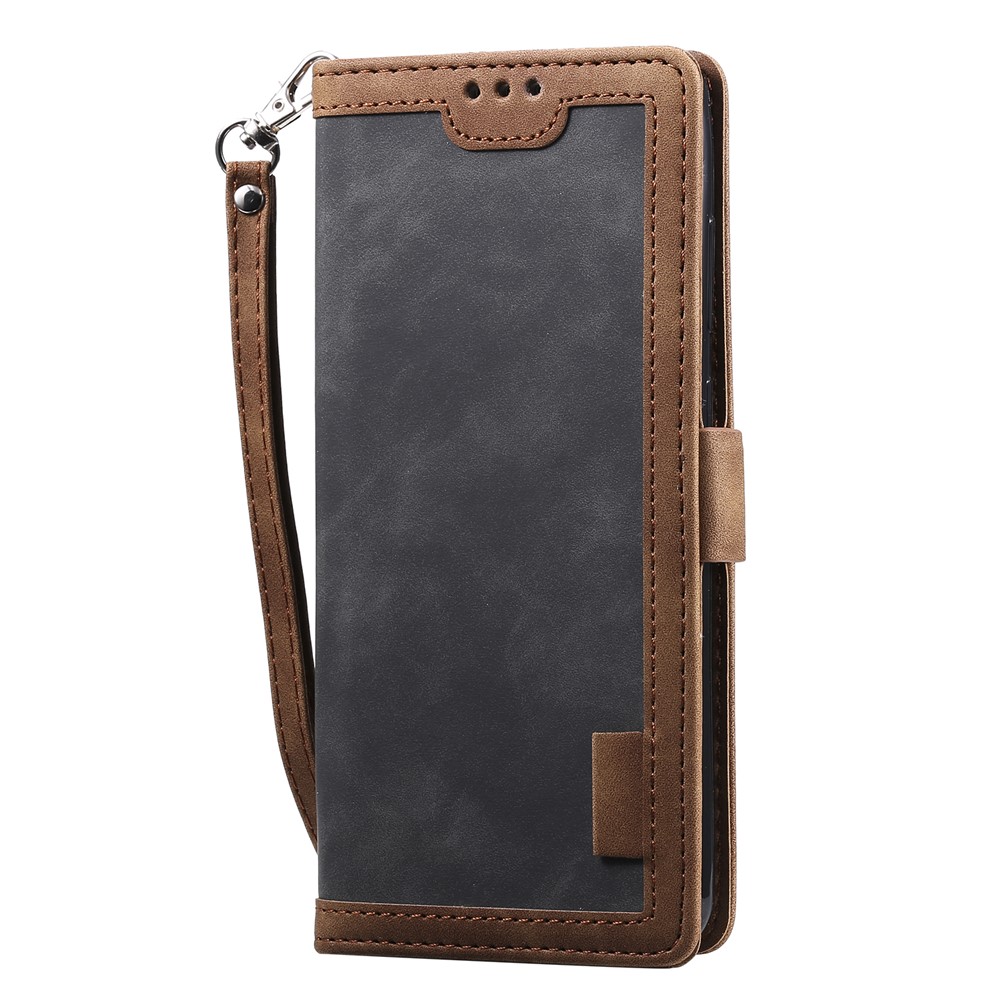 Retro Style Splicing Leather Cover for Samsung Galaxy S30 Ultra Stand Case with Lanyard - Grey-4