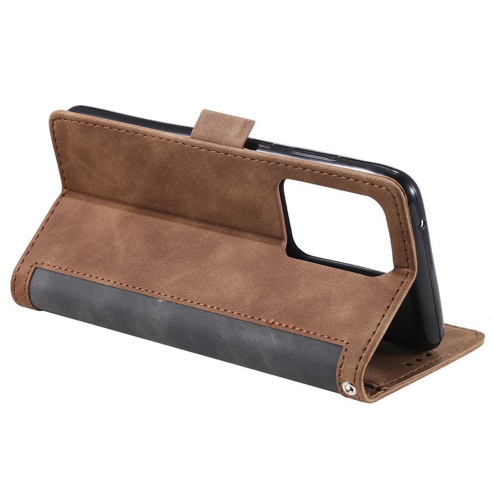 Retro Style Splicing Leather Cover for Samsung Galaxy S30 Ultra Stand Case with Lanyard - Grey-7