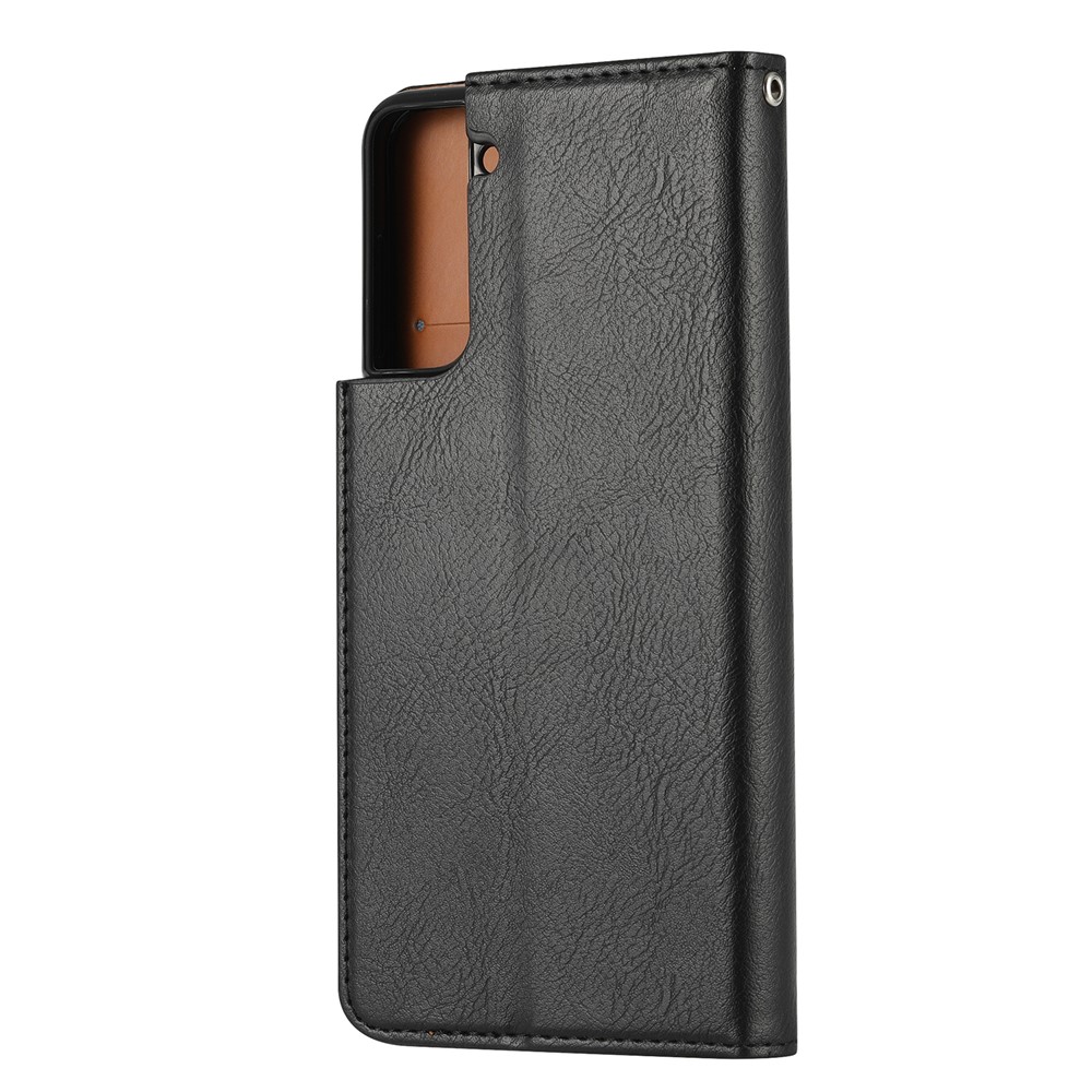 Auto-absorbed Leather Wallet Phone Case for Samsung Galaxy S21+ 5G - Black-3