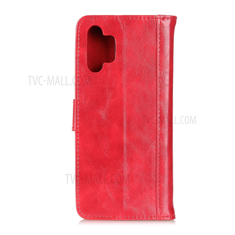 For Samsung Galaxy A32 Crazy Horse Texture Leather Mobile Phone Case Shell - Red-10