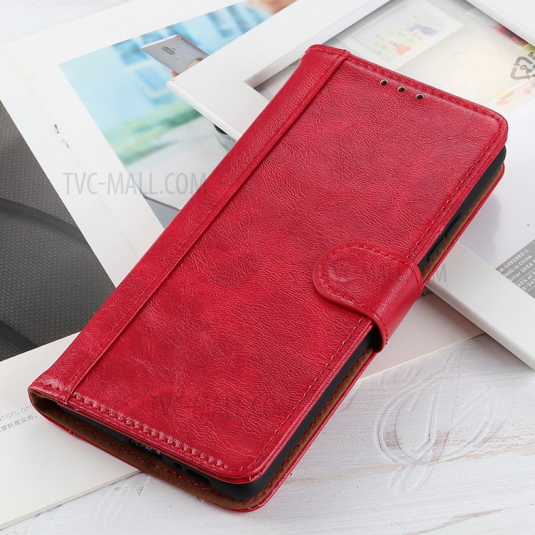 For Samsung Galaxy A32 Crazy Horse Texture Leather Mobile Phone Case Shell - Red-12