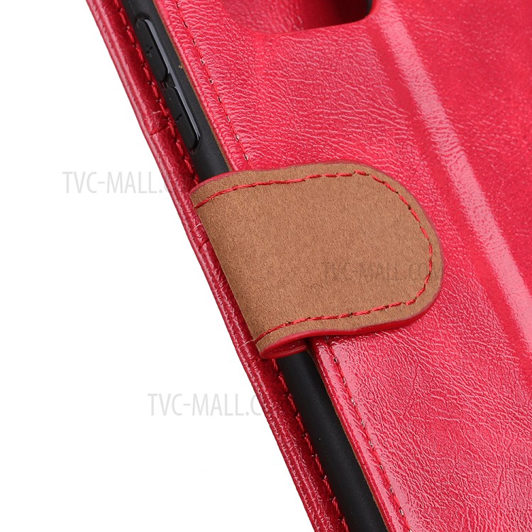 For Samsung Galaxy A32 Crazy Horse Texture Leather Mobile Phone Case Shell - Red-13