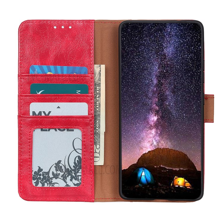 For Samsung Galaxy A32 Crazy Horse Texture Leather Mobile Phone Case Shell - Red-4