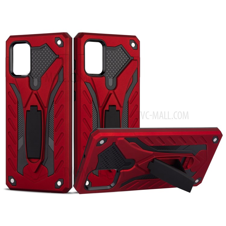 Phantom Knight Style TPU PC Protector Shell for Samsung Galaxy A51 SM-A515 Kickstand Case - Red-1