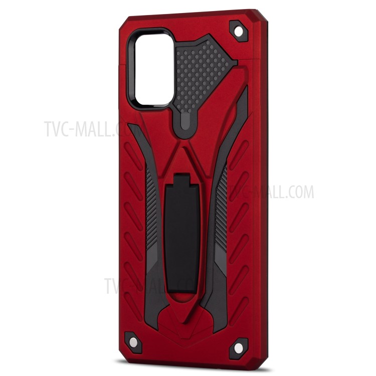 Phantom Knight Style TPU PC Protector Shell for Samsung Galaxy A51 SM-A515 Kickstand Case - Red-2