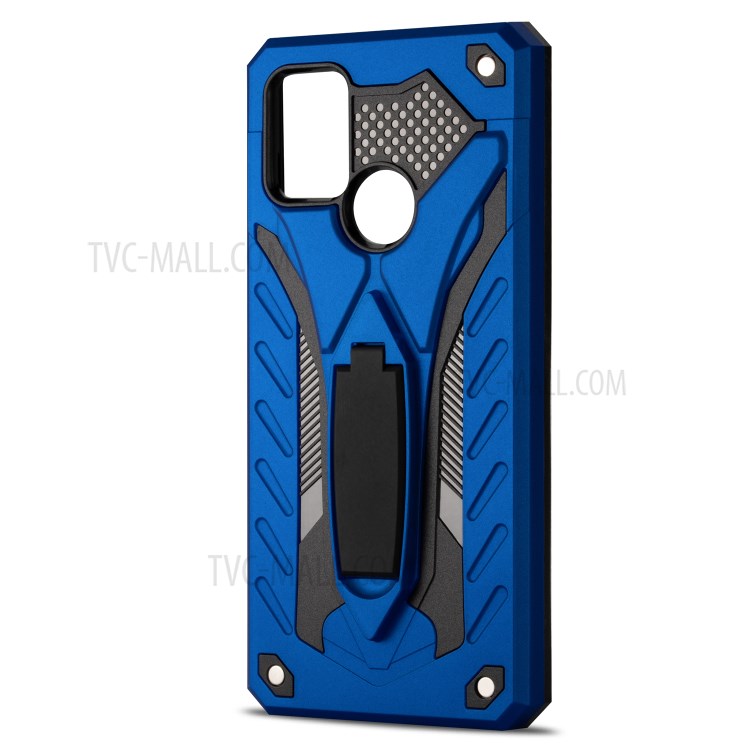 Phantom Knight Style TPU PC Protector Shell for Samsung Galaxy A21s Kickstand Cover - Blue-2